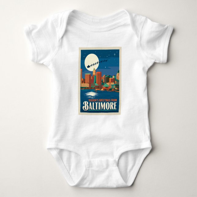 Season's Greetings from Baltimore Baby Bodysuit (Front)