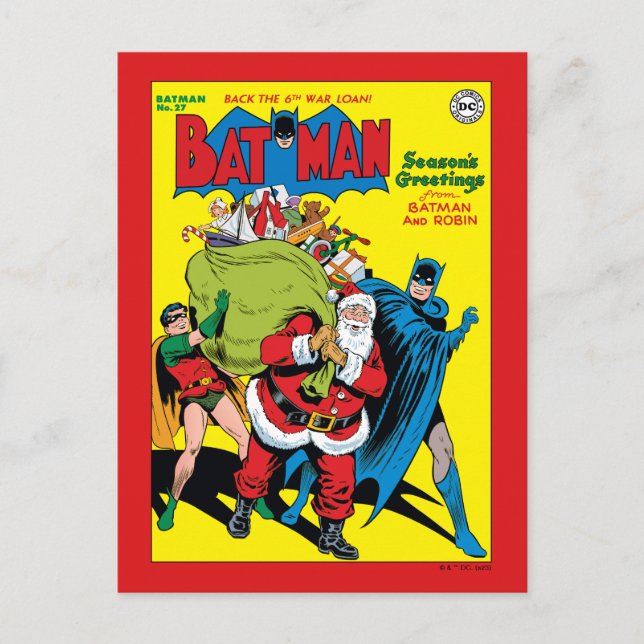 Season's Greetings From Batman And Robin Holiday Postcard (Front)