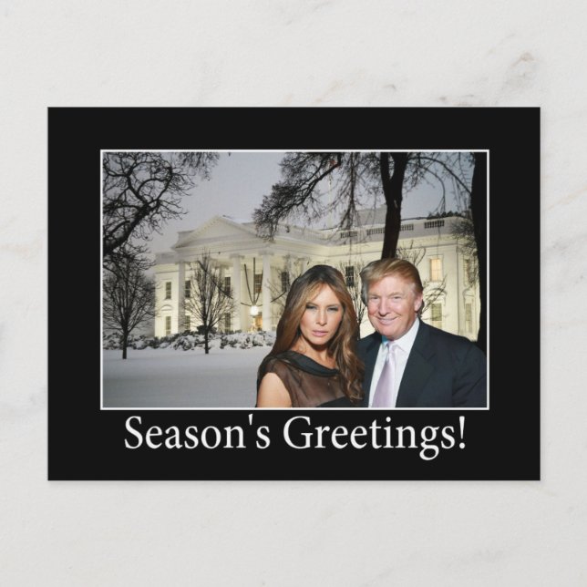 Season's Greetings from Donald and Melania Holiday Postcard (Front)