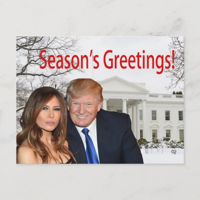 Season's Greetings from Donald and Melania Holiday Postcard (Front)