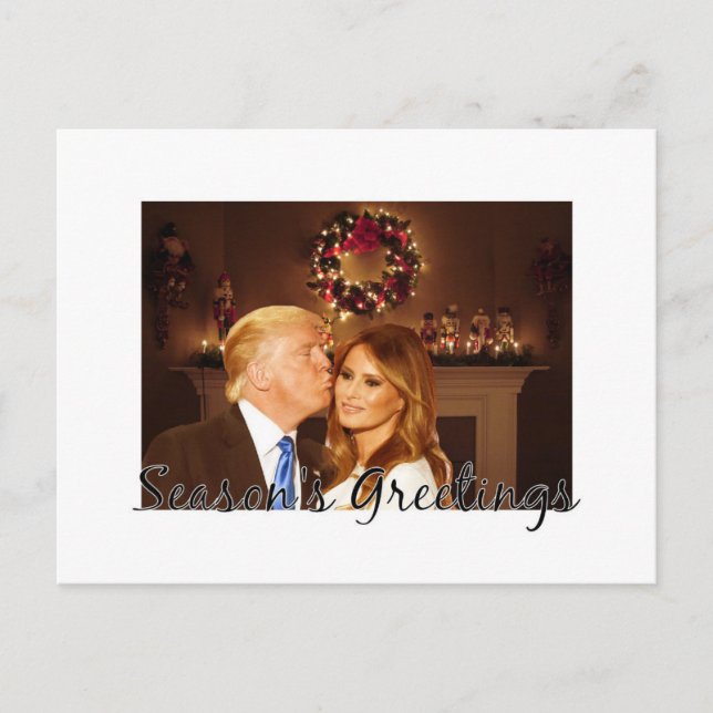 Season's Greetings from Donald and Melania Holiday Postcard (Front)