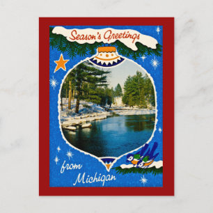 Seasons Greetings from Michigan Holiday Postcard