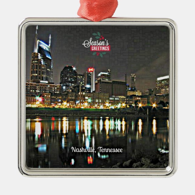 Season's Greetings from Nashville, Tennessee Metal Tree Decoration (Front)