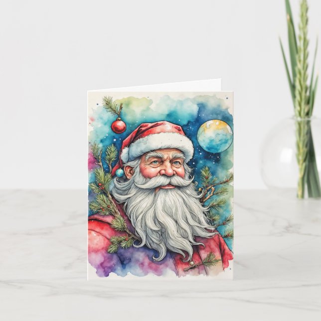 Seasons Greetings From Santa Claus Holiday Card (Front)