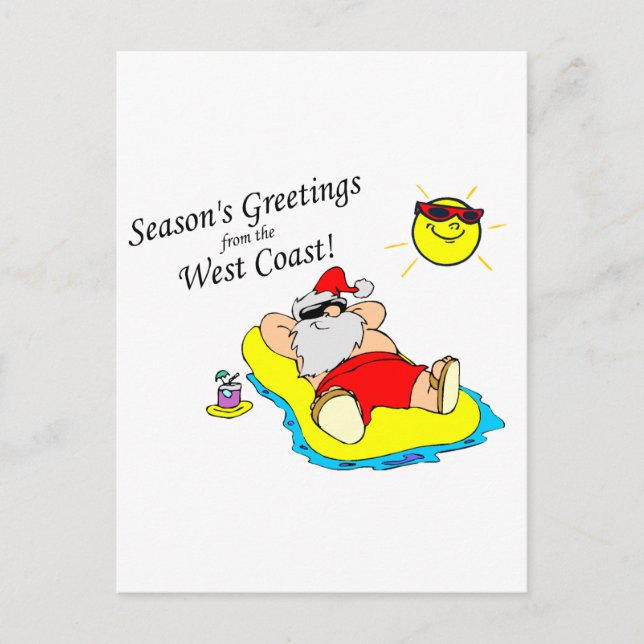 Seasons Greetings From The West Coast Santa Holiday Postcard (Front)