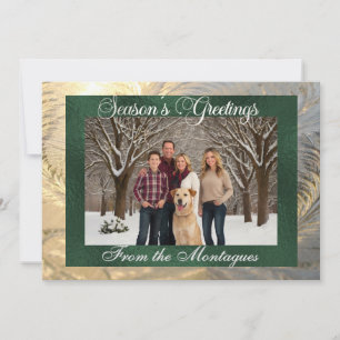 Season's Greetings Frost Border & Photo - Green Holiday Card
