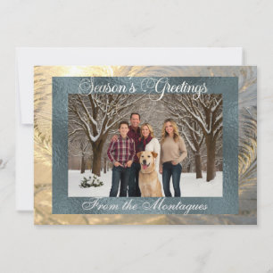 Season's Greetings Frost Border with Photo Holiday Card