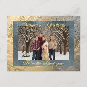 Season's Greetings Frost Border with Photo Holiday Postcard