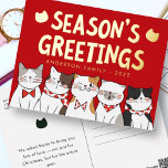 Season's Greetings Funny Cute Cats Caroling Foil Holiday Postcard<br><div class="desc">Carol of the cats. 'Tis the season,  to be meowwy! meow meow meow meow.. meow meow meow MEOW!

Available here:
http://www.zazzle.com/selectpartysupplies</div>