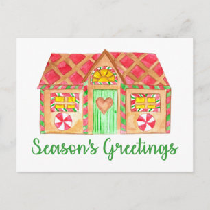 Season's Greetings Gingerbread house Postcard