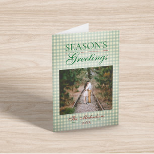 Season's Greetings Gingham Christmas Card