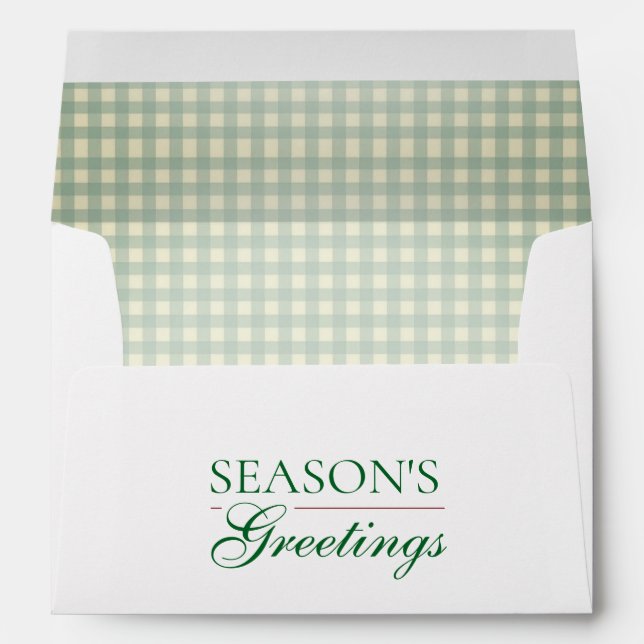 Season's Greetings Gingham Christmas Envelope (Back (Bottom))