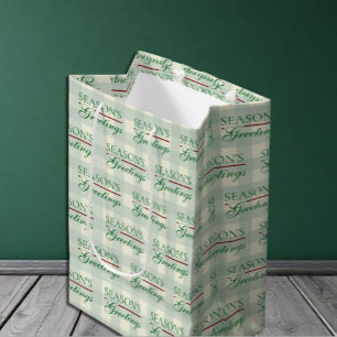 Season's Greetings Gingham Christmas Medium Gift Bag