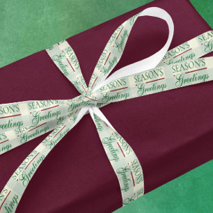 Season's Greetings Gingham Christmas Satin Ribbon