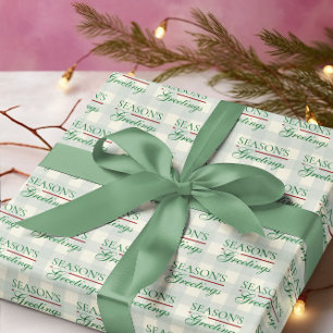 Season's Greetings Gingham Christmas Wrapping Paper