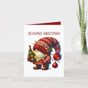 Seasons Greetings gnome add message Holiday Card