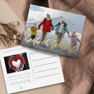 Seasons Greetings Gold Foil & Photo Foil Holiday Postcard