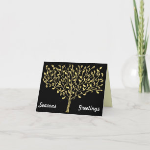 Seasons Greetings Gold Leaf Tree Cards