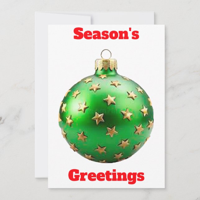 Season's Greetings Green Ornament Card (Front)