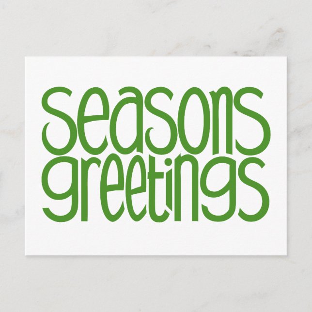 Seasons Greetings Green Postcard (Front)