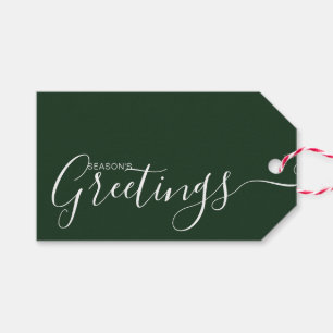 Season's Greetings Green White Minimalist Gift Tags
