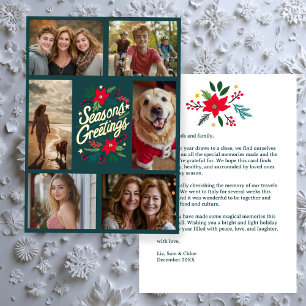SEASONS GREETINGS Hand-Drawn CUSTOM 6 PHOTO  Foil Holiday Card