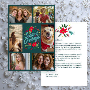 SEASONS GREETINGS Hand-Drawn CUSTOM 6 PHOTO  Holiday Card