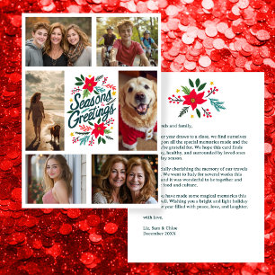 SEASONS GREETINGS Hand-Drawn CUSTOM 6 PHOTO  Holiday Card