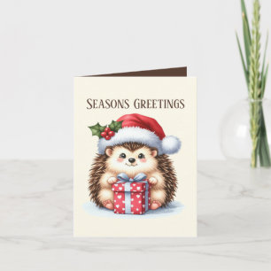 Seasons Greetings hedgehog add message Holiday Card