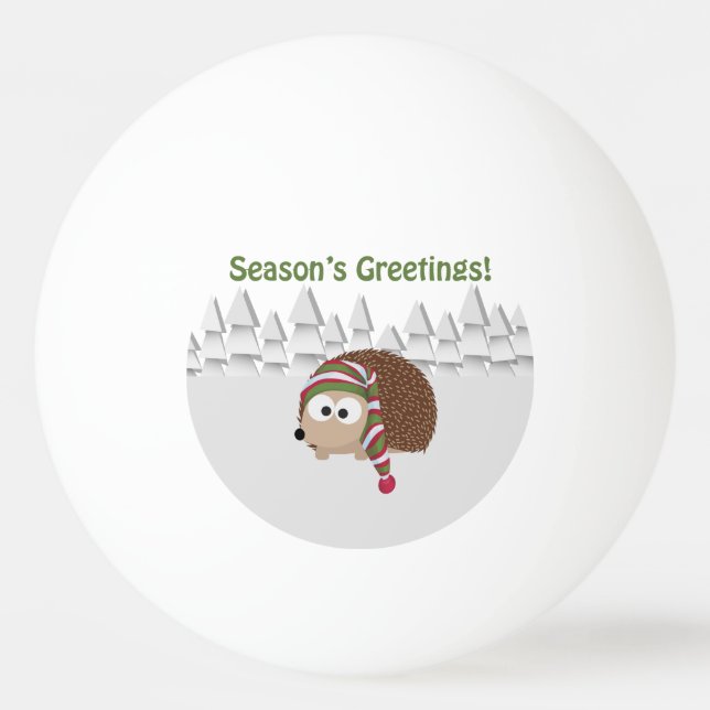 Season's Greetings Hedgehog Ping Pong Ball (Front)