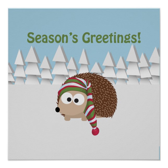 Season's Greetings Hedgehog Poster (Front)