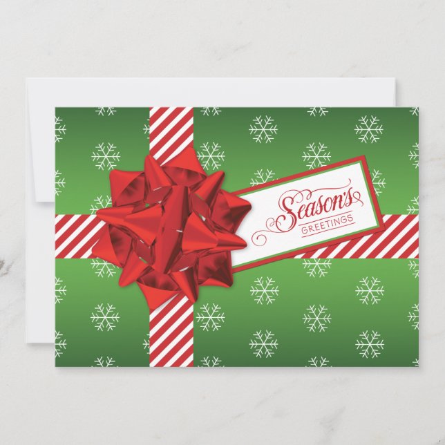 Season's Greetings Holiday Card | Faux Gift Box (Front)