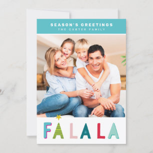 SEASON'S GREETINGS holiday falala typography aqua Card