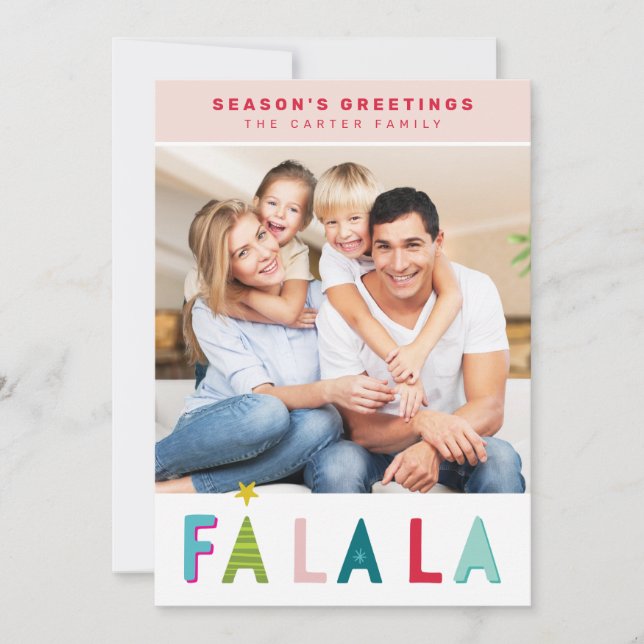 SEASON'S GREETINGS holiday falala typography pink (Front)