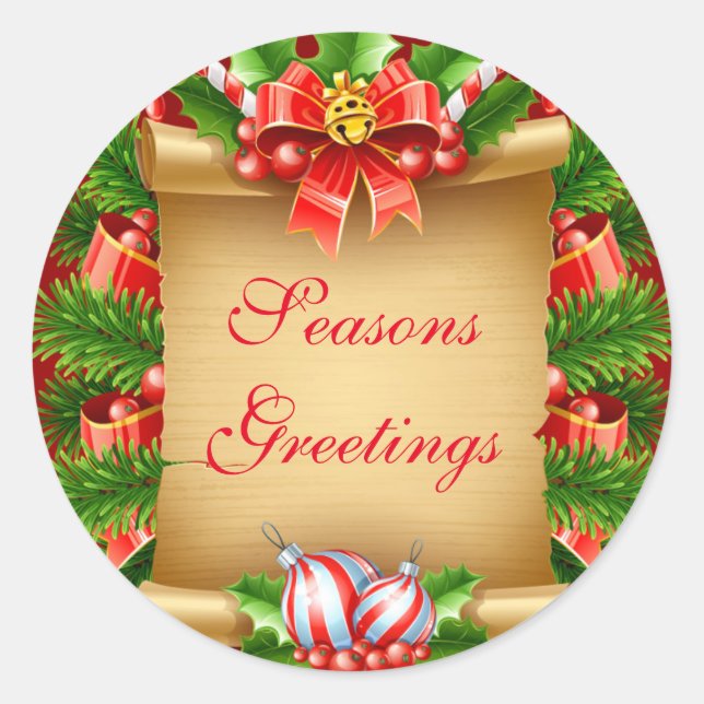Seasons Greetings Holiday Stickers (Front)