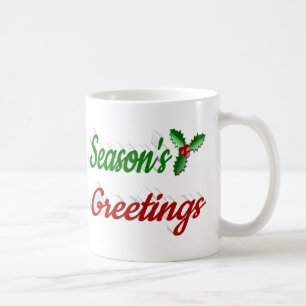 Seasons Greetings Holly Christmas half script Coffee Mug