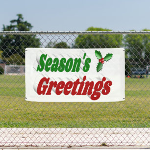 Seasons Greetings Holly Christmas typography Banner