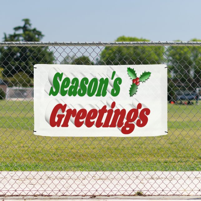 Seasons Greetings Holly Christmas typography Banner (Insitu)