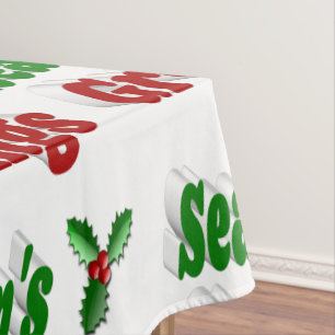 Seasons Greetings Holly Christmas typography Tablecloth