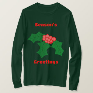 Season's Greetings Holly Long Sleeve T-Shirt