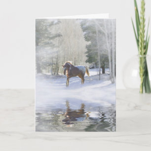 Season's Greetings Horse in Snow Holiday Card