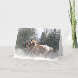 Season's Greetings Horses in Snow Holiday Card