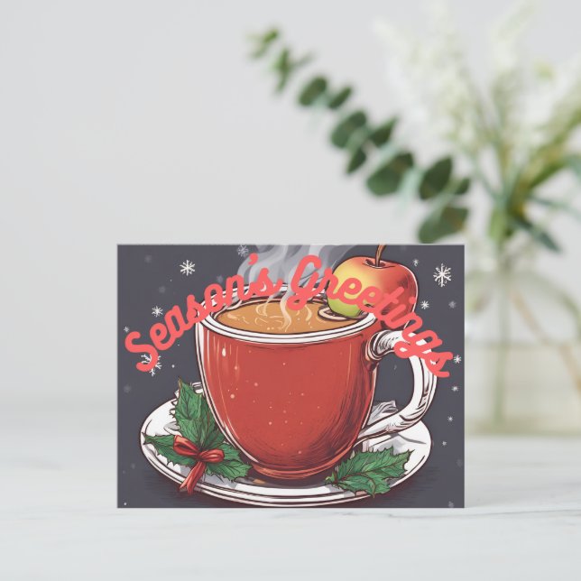 Season's Greetings Hot Apple Cider Postcard (Standing Front)