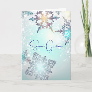 Seasons Greetings Ice Blue Snowflake  Thank You Card