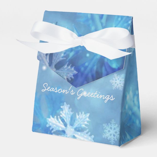 Season's Greetings Ice Blue Snowflakes Favour Box (Front Side)