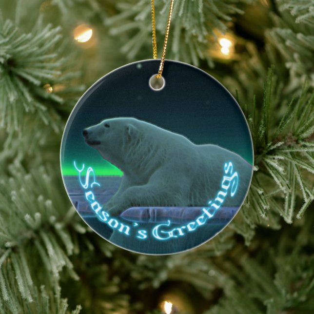 Season's Greetings - Ice Edge Polar Bear Ceramic Tree Decoration (Tree)