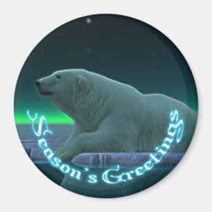 Season's Greetings - Ice Edge Polar Bear Magnet