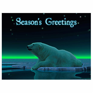 Season's Greetings - Ice Edge Polar Bear Photo Sculpture Magnet