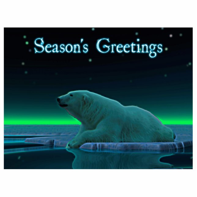 Season's Greetings - Ice Edge Polar Bear Photo Sculpture Magnet (Front)