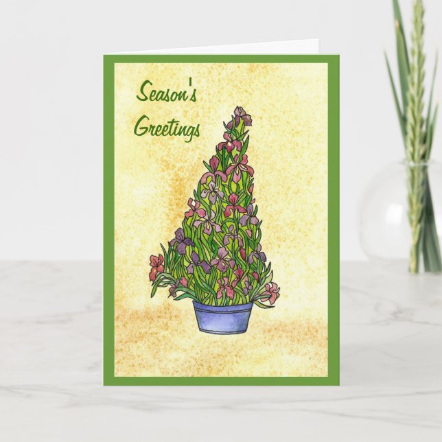 Season's Greetings Iris Tree Card (Front)